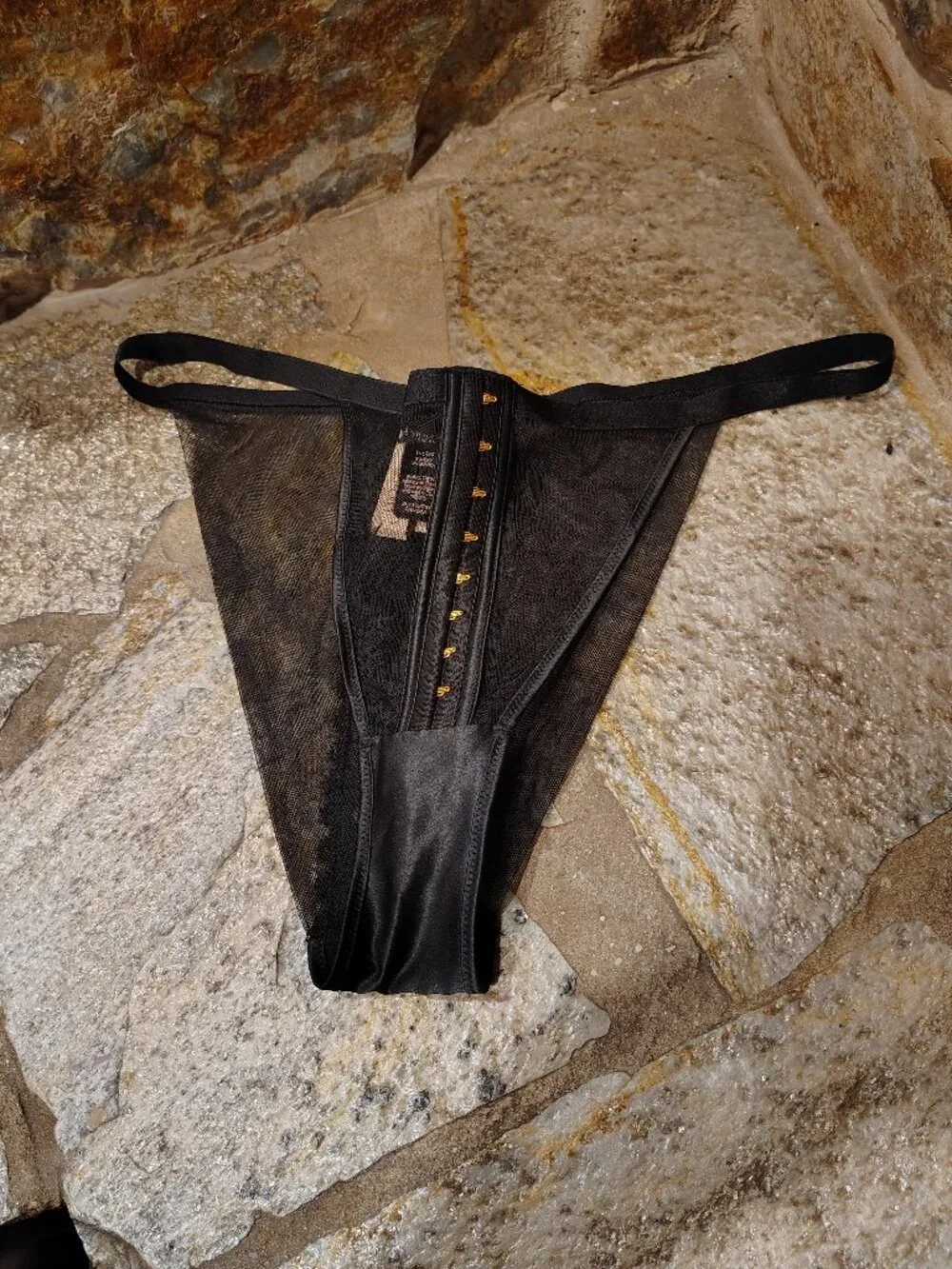 Victoria's Secret Very Sexy Brazilian Velvet Trim Black Panties Size XL